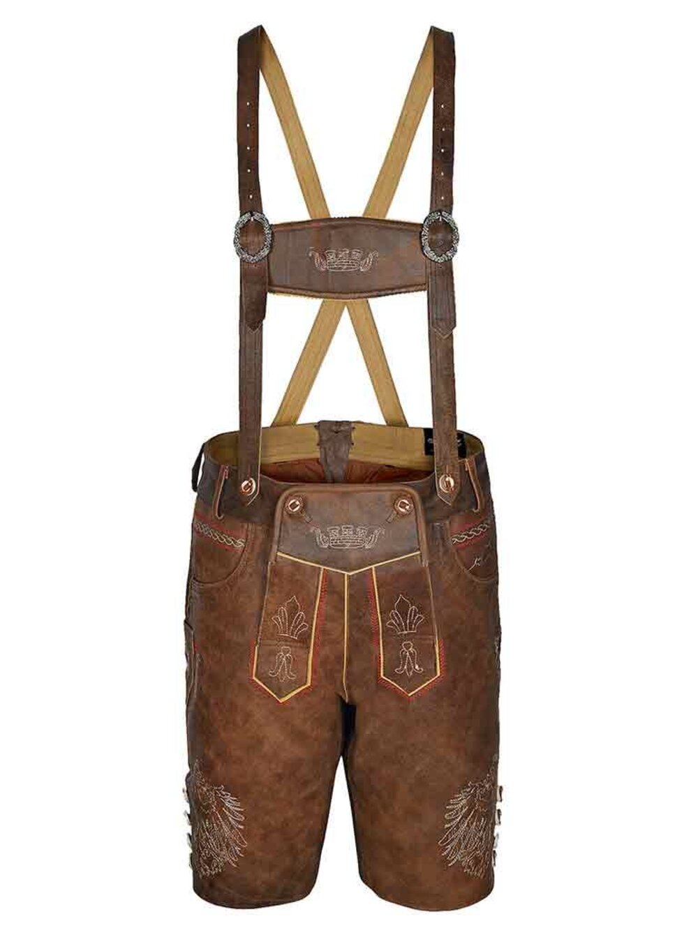 Men’s Traditional German Lederhosen Red Brown Size 48